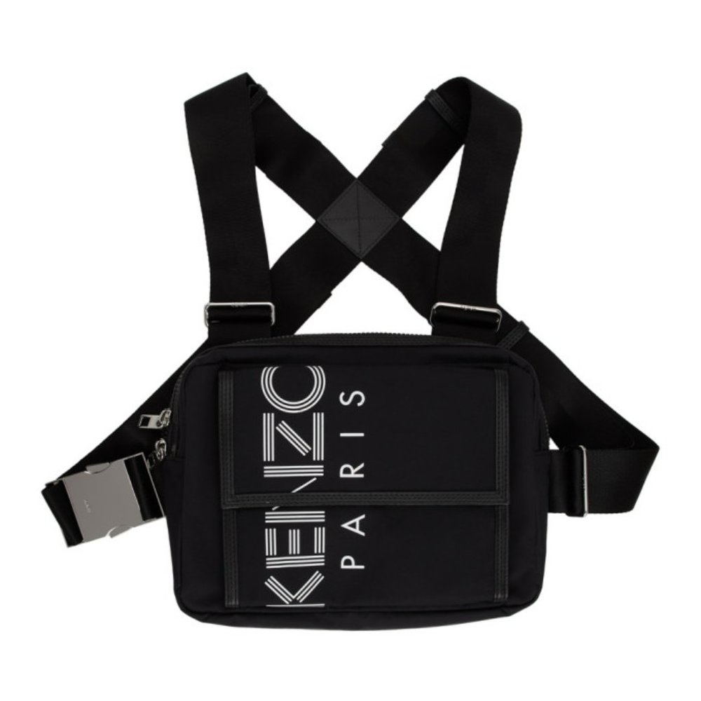 NEW KENZO  Paris Logo Chest Messenger Bag Black